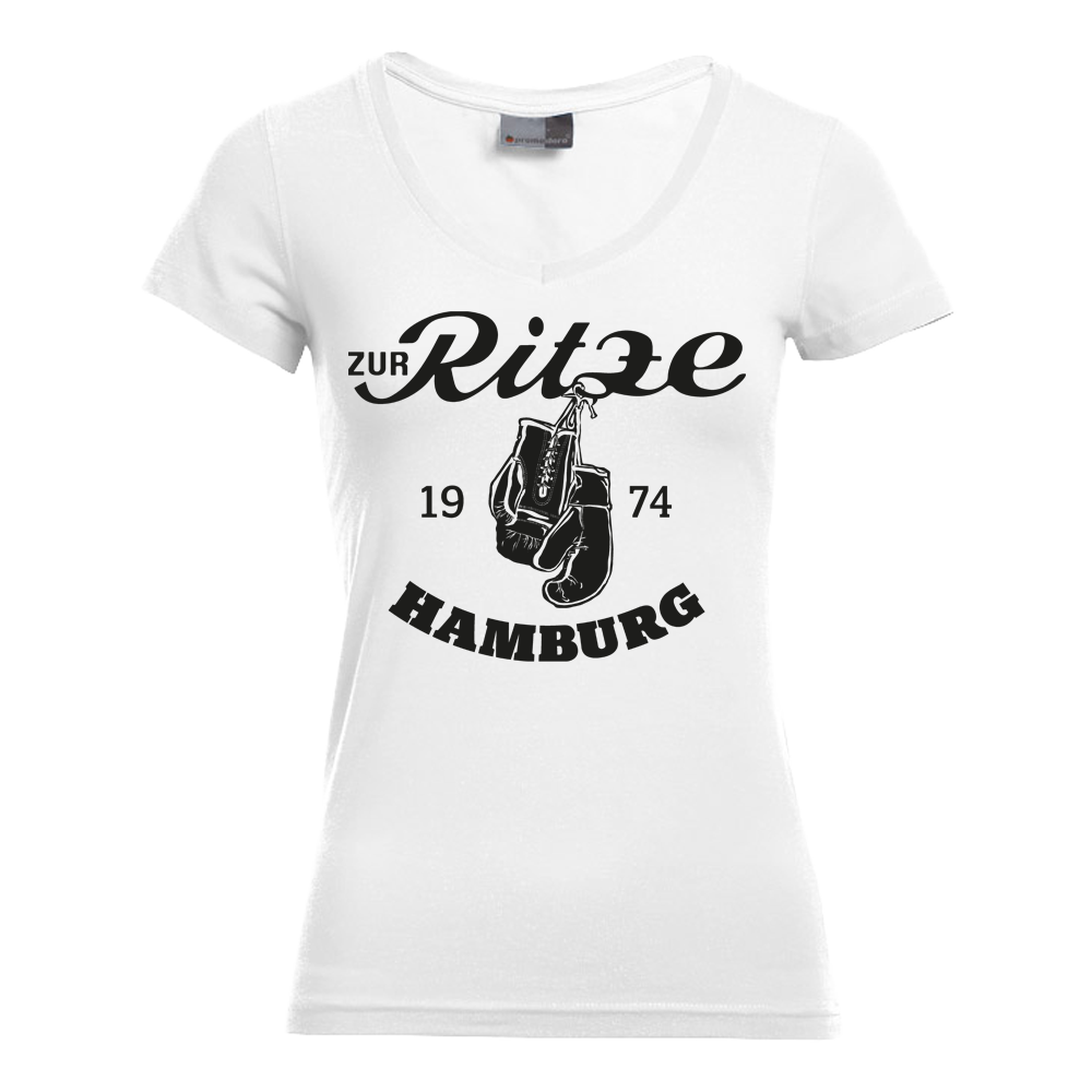 'Boxhandschuhe' T-Shirt tailliert weiss